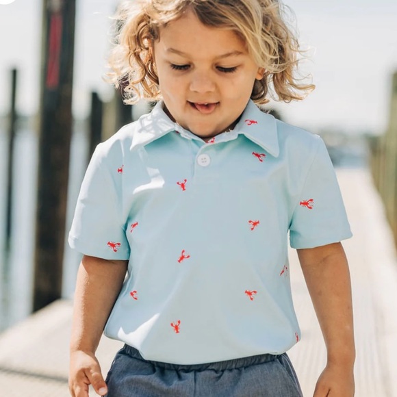 Boys Polo with a Crawfish Print - Picture 1 of 5